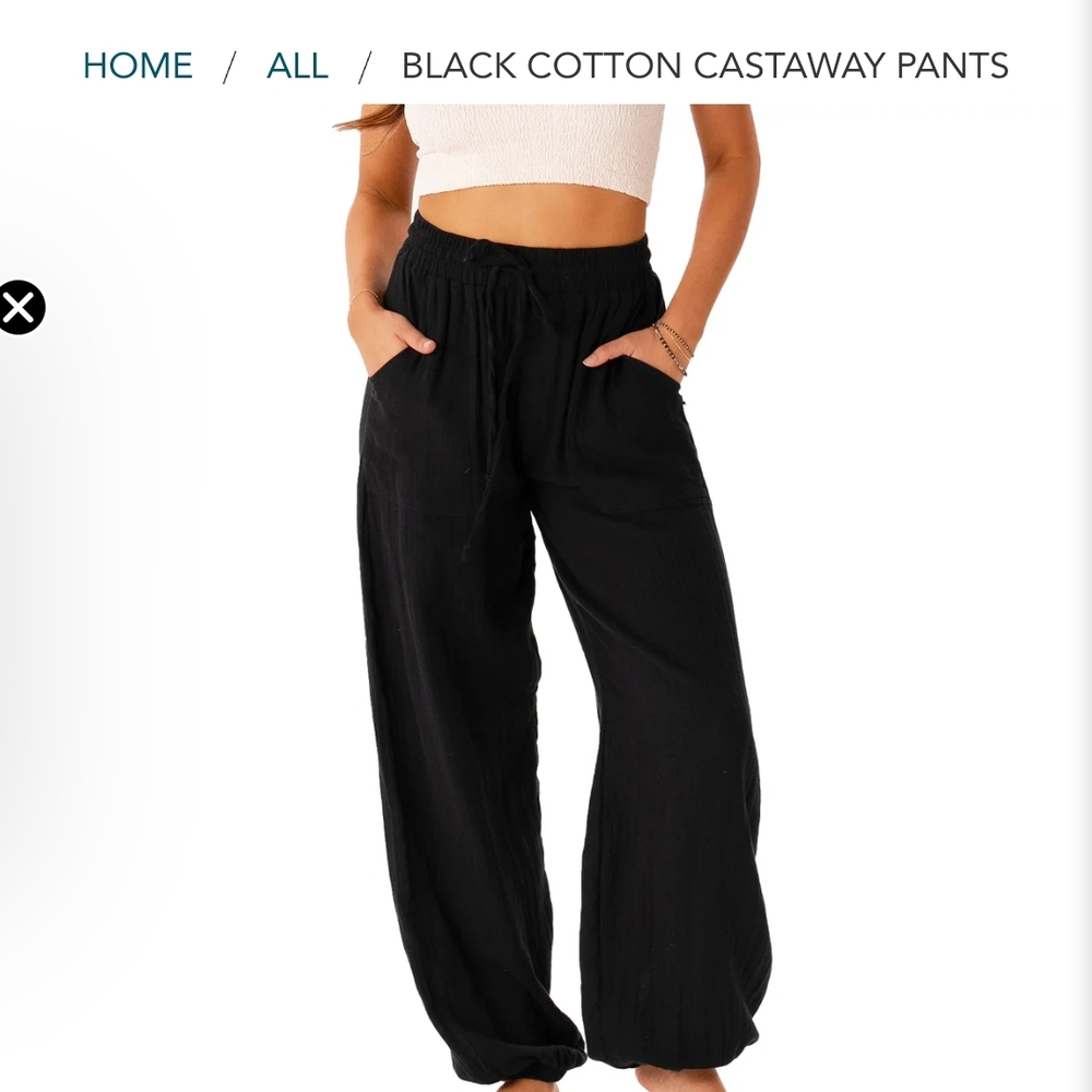 Black Cotton Castaway Pants